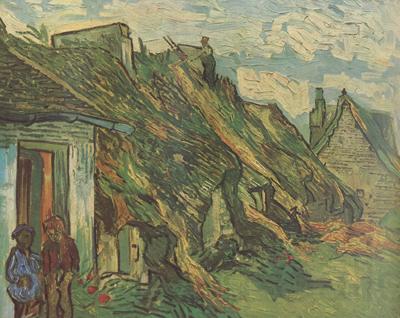 Vincent Van Gogh Thatched Sandstone Cottages in Chaponval (nn04) Spain oil painting art